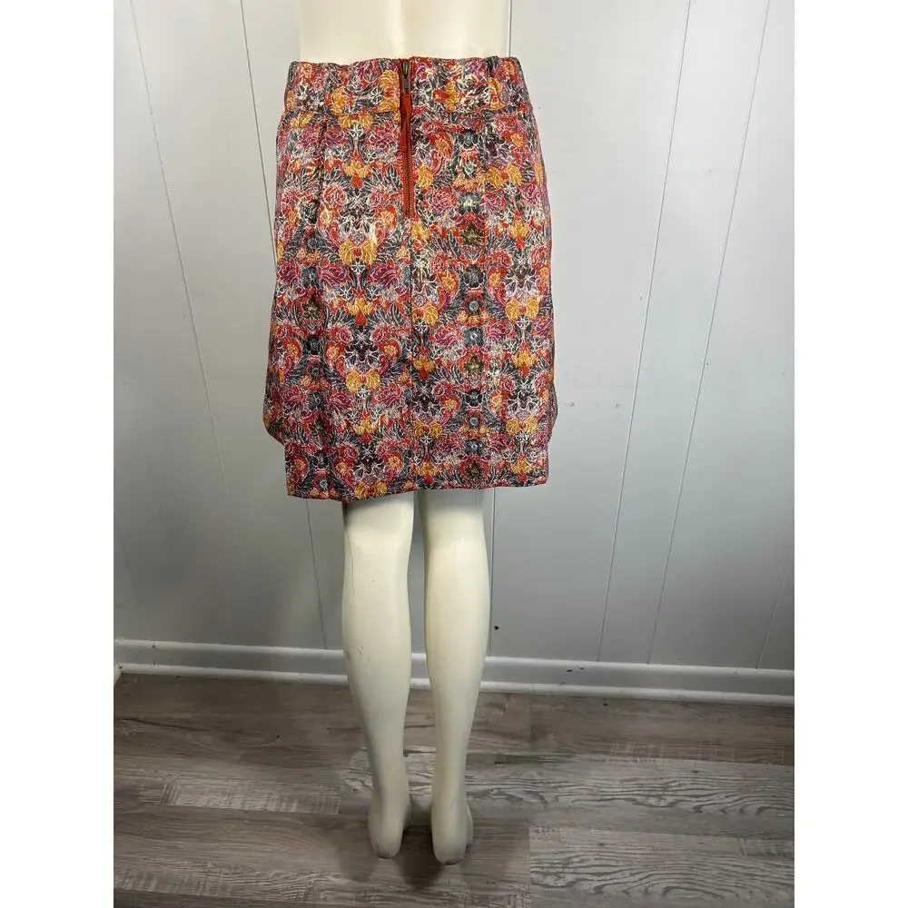 Maeve by Anthropologie Rosia Brocade Floral Pleated Short Skirt Size M.